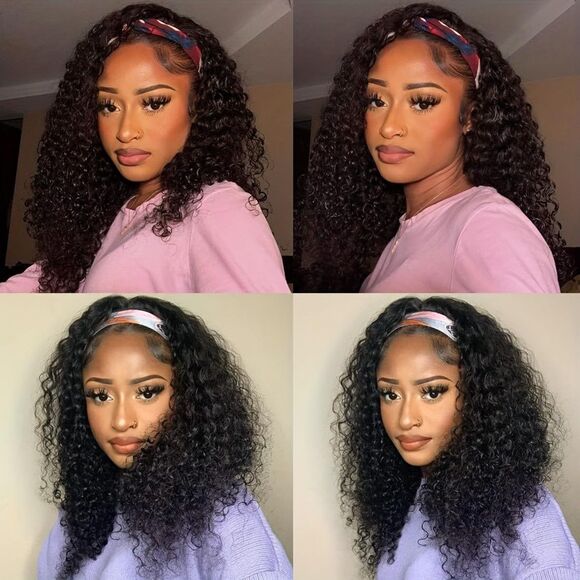 abigailandbleu Headband Wig Human Hair Deep Wave 16 Inch Curly Headband Wig main image 5